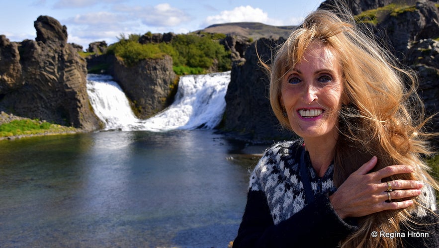 Regína by Hjálparfoss waterfall