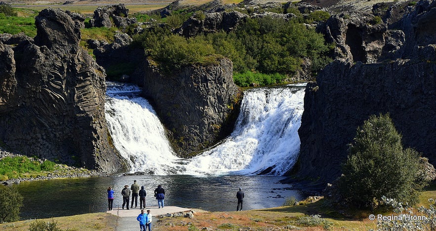 Hjálparfoss waterfall Hjálparfoss waterfall