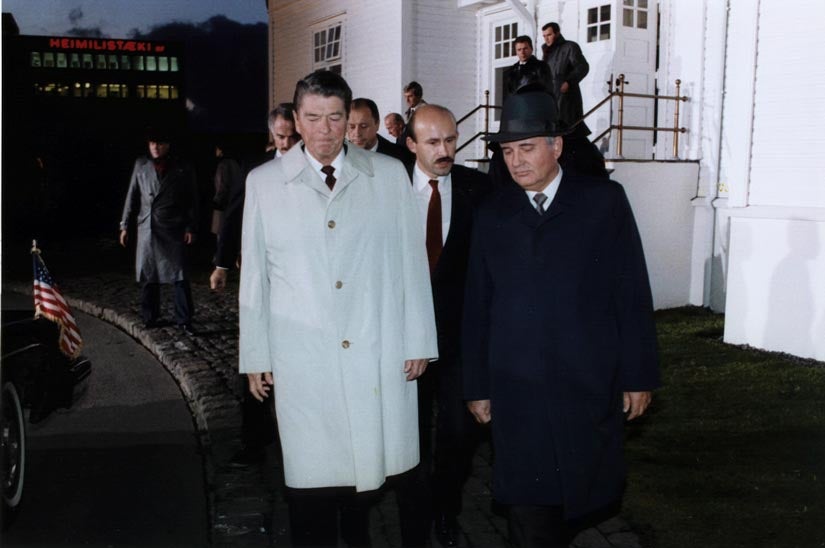 U.S. President Ronald Reagan and Soviet leader Mikhail Gorbachev met in Reykjavik in October 1986 to discuss nuclear disarmament. Sadly the talks collapsed at the last minute