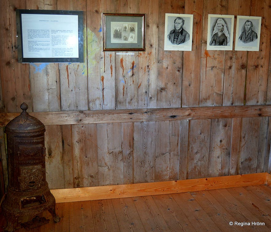 The interior of the tiny Arngrímsstofa in north Iceland.
