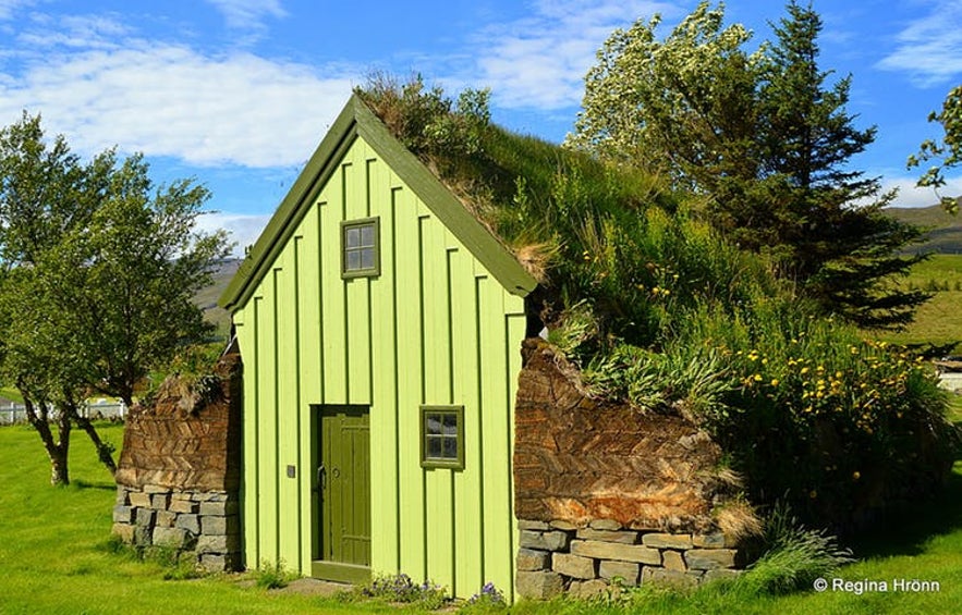 Reynistaður was once a sprawling turf farm in Iceland, though only a gable is left.