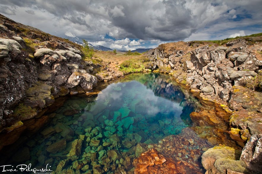 Silfra fissure in Iceland has up to 100 meters of visibility in its water.