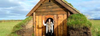 The beautiful Geirsstaðakirkja Turf Church in East Iceland - a Replica of an old Turf Church