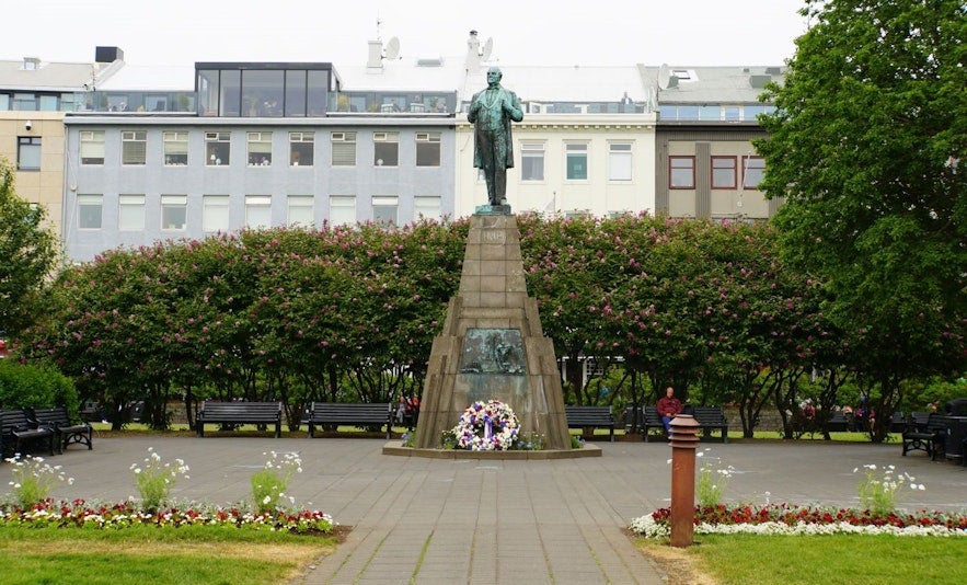 Austurvollur square in Reykjavik.