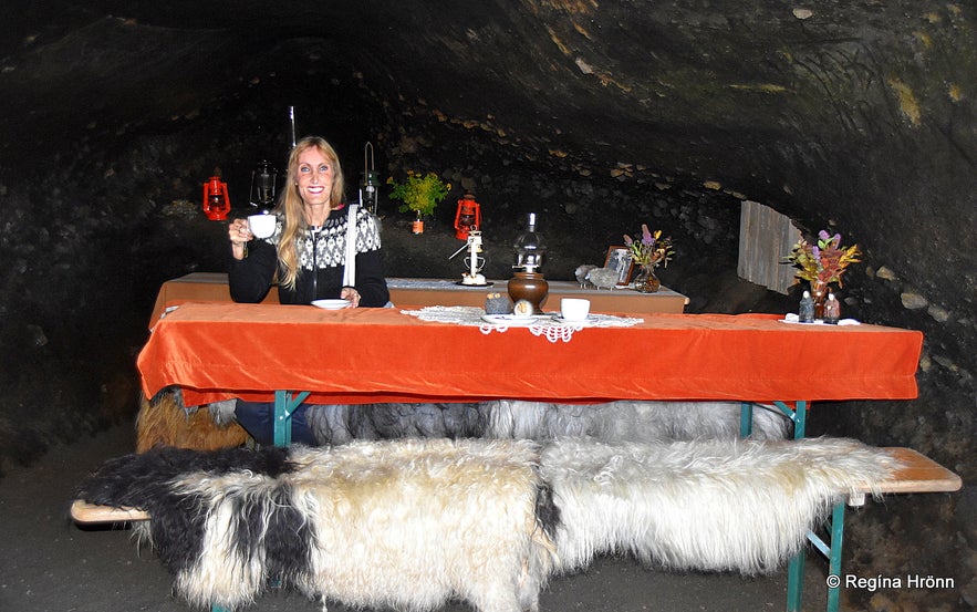 At the new café inside Laugarvatnshellir cave