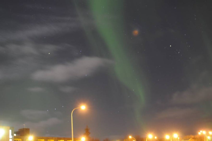 Aurora in Downtown Reykjavík!