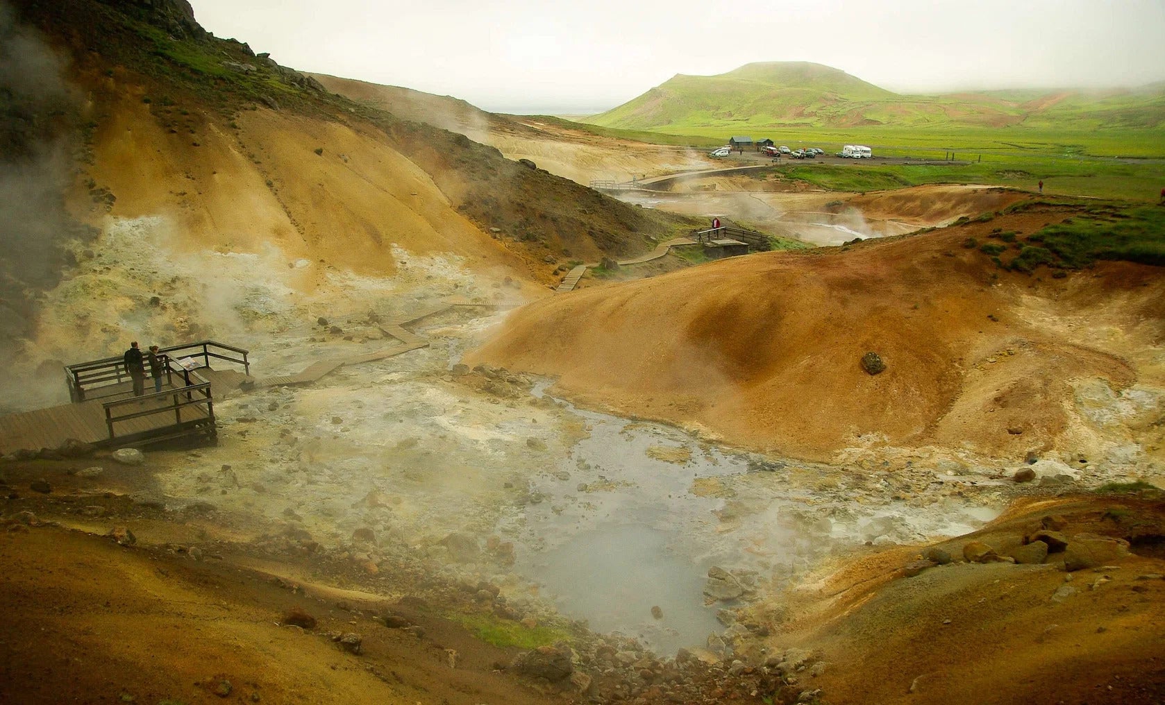 Krysuvik geothermal area in Reykjanes features a colorful landscape.