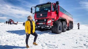 Explore the Langjokull glacier with an exciting monster truck