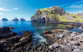 Elephant rock sits just off the coast of Heimaey, Westman Islands