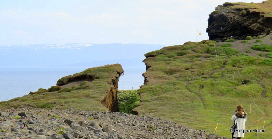 Regína at  Ketubjörg Cliffs and Dalshorn at Skagi in North-Iceland