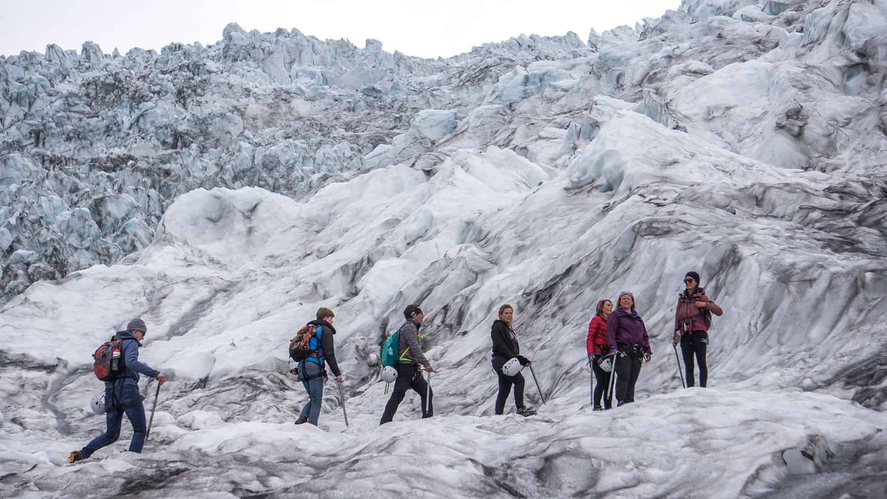 A tour group looks at the view in Skaftafell