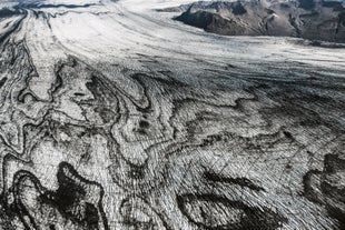 The edge of a glacier in Vatnajokull National Park in South Iceland, photographed from above.