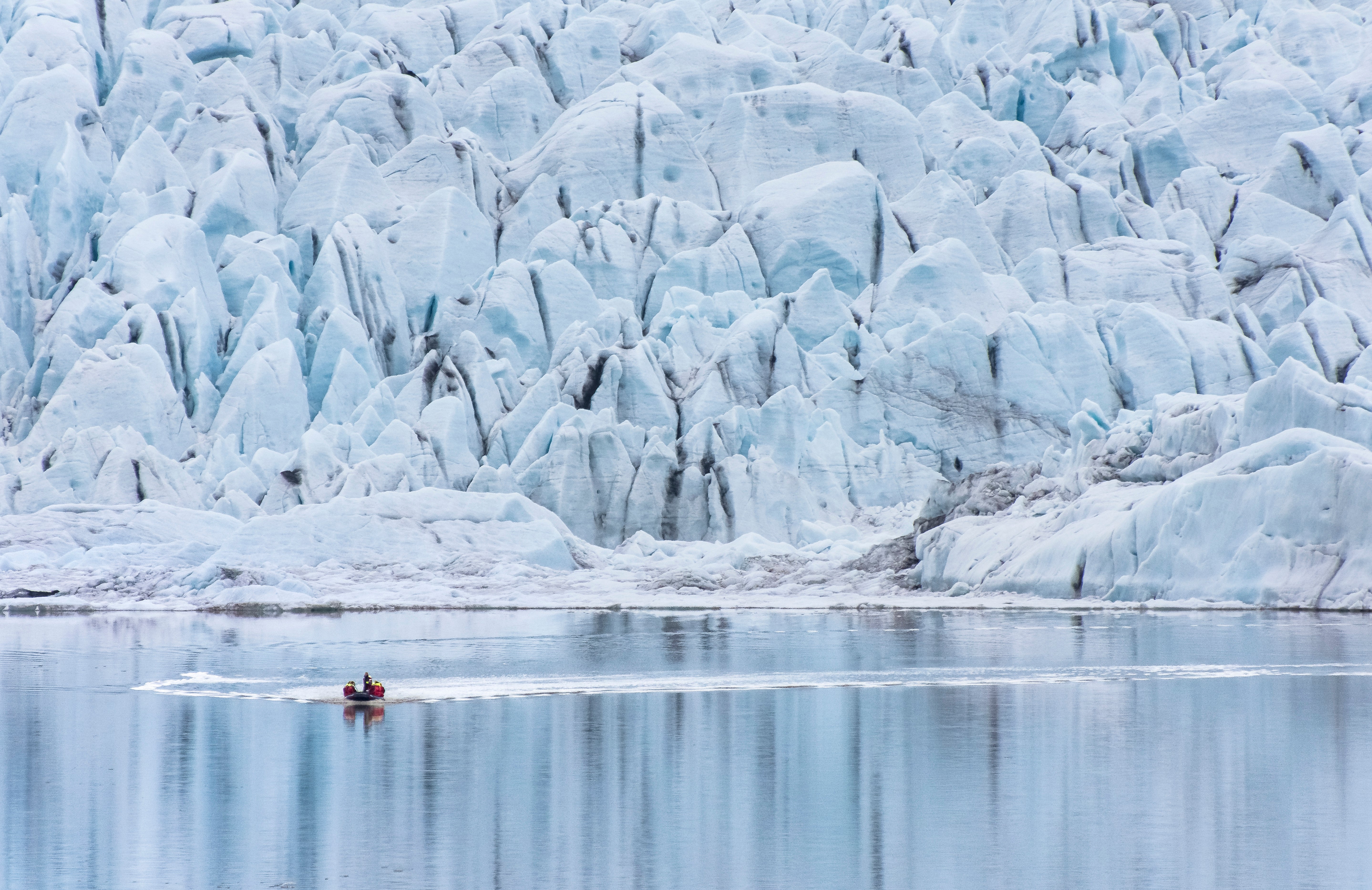 The lagoon and glacier wall of Vatnajokull are awe-inspiring to see.