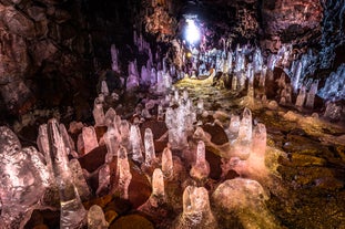 Raufarholshellir lava cave looks magical during winter.