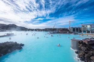 The Blue Lagoon, an optional stop on this private tour, highlights milky-blue waters.