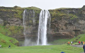 A waterfall on the South Coast of Iceland in the summer.