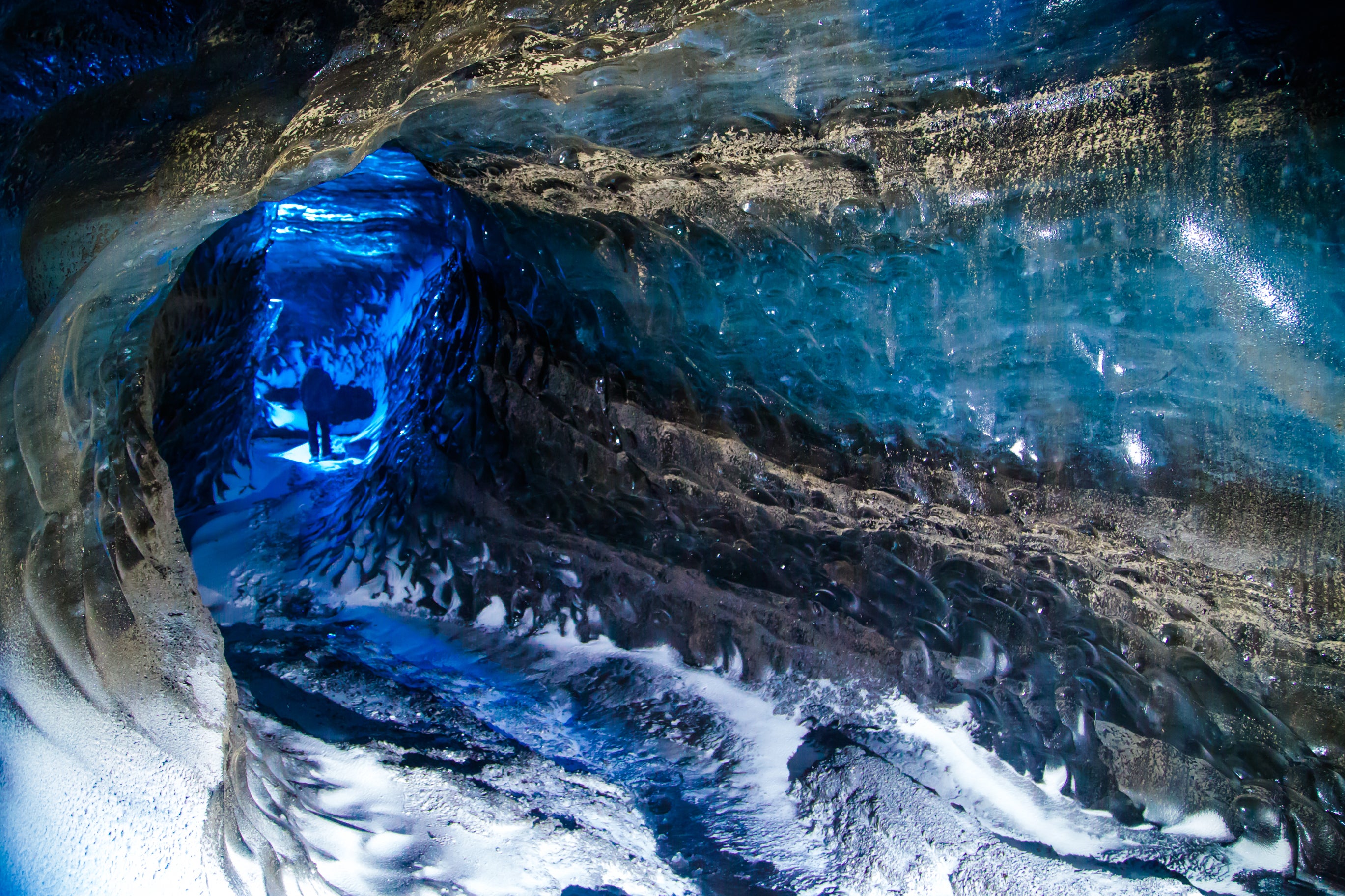 Step inside the secret world of Katla Ice Cave, where ancient ice formations come to life.