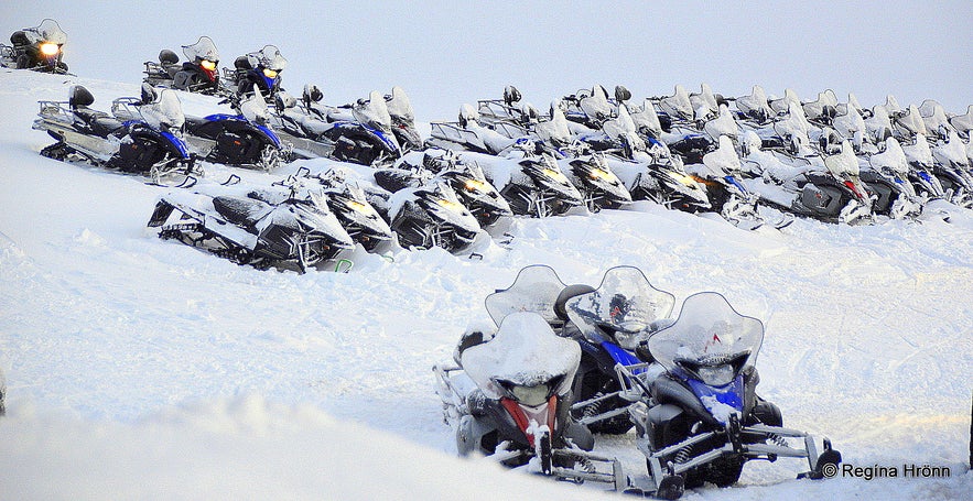 Snowmobiling on Langjökull glacier