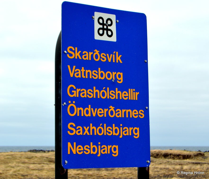 The information sign for Öndverðarnes and many more locations Snæfellsnes