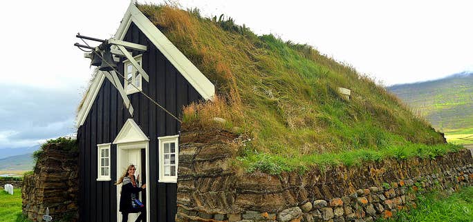 Saurbæjarkirkja Turf Church in North Iceland - the biggest Turf Church in Iceland