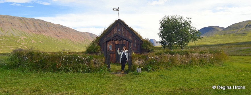 Regína by Grafarkirkja Turf Church in North-Iceland - the Oldest Turf Church in Iceland