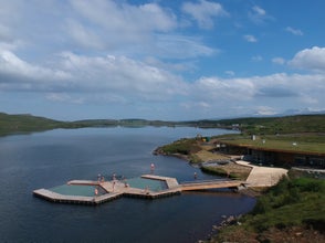 Ingresso ai Bagni termali Vok vicino a Egilsstadir, in Islanda orientale