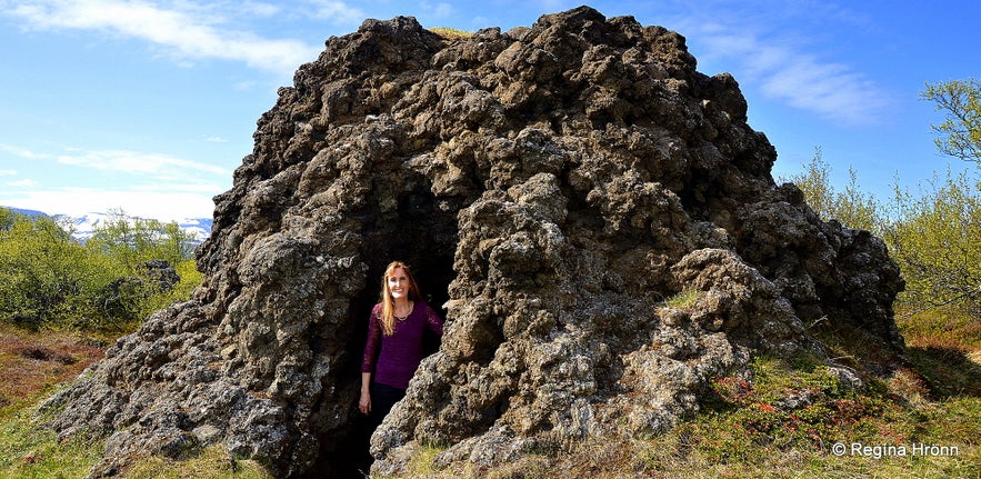 Regína by Knútsstaðaborg Lava Chamber in Aðaldalshraun in North-Iceland