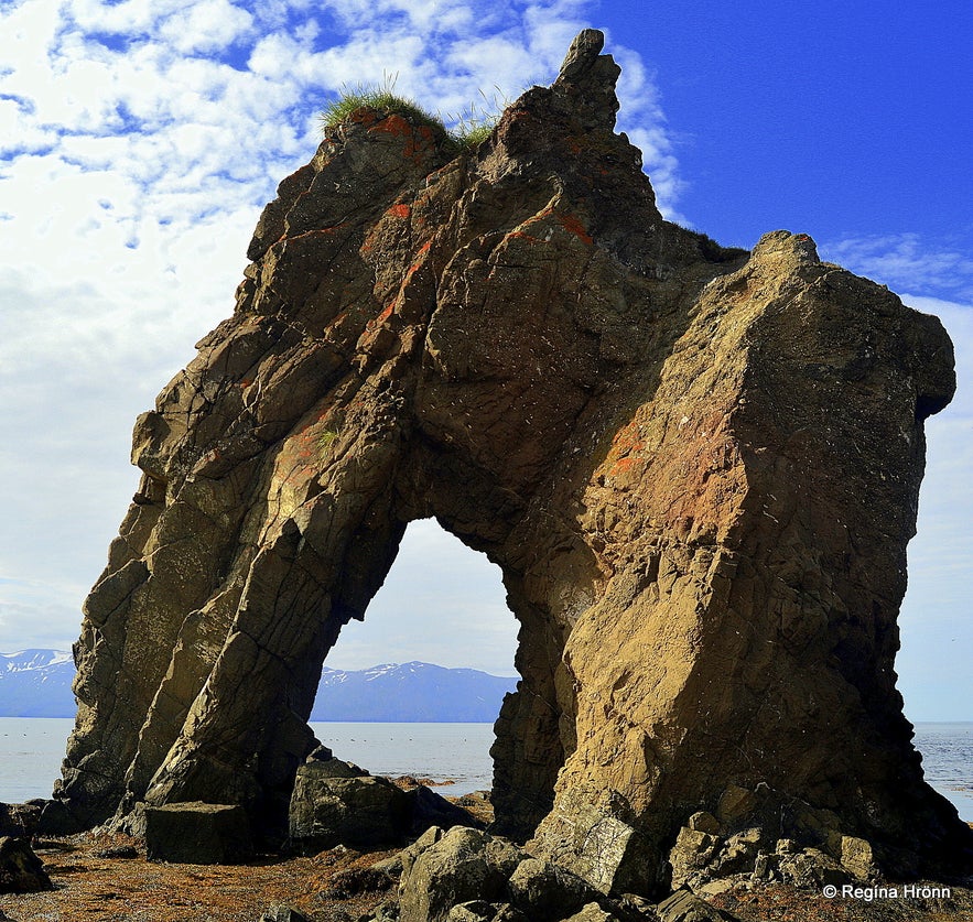 Gatanöf arch-rock on Bakkahöfði cape North-Iceland