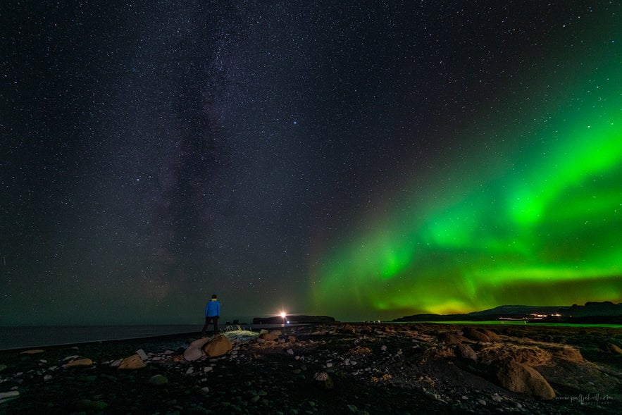 Aurora Borealis and the Milky way above Dyrhólaey.