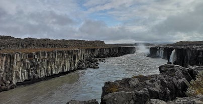 Hexagonal Basalt Rocks in the Studlagil Canyon in East Iceland.