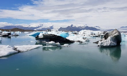 Icebergs floating in the Jokulsarlon Glacier Lagoon in East Iceland.