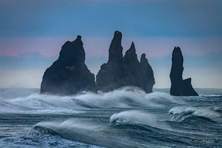 The Reynisdrangar sea stacks on the South Coast of Iceland