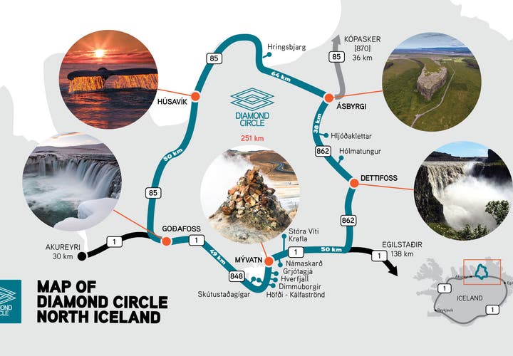 The spectacular Diamond Circle in North Iceland
