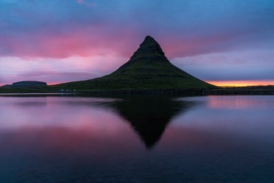 Kirkjufell mountain at golden hour