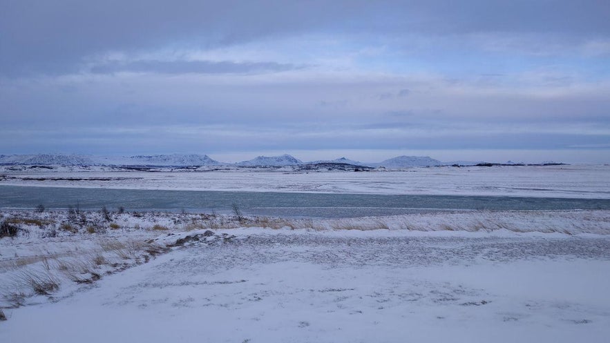 Vistas del río Hvitá desde la cabaña