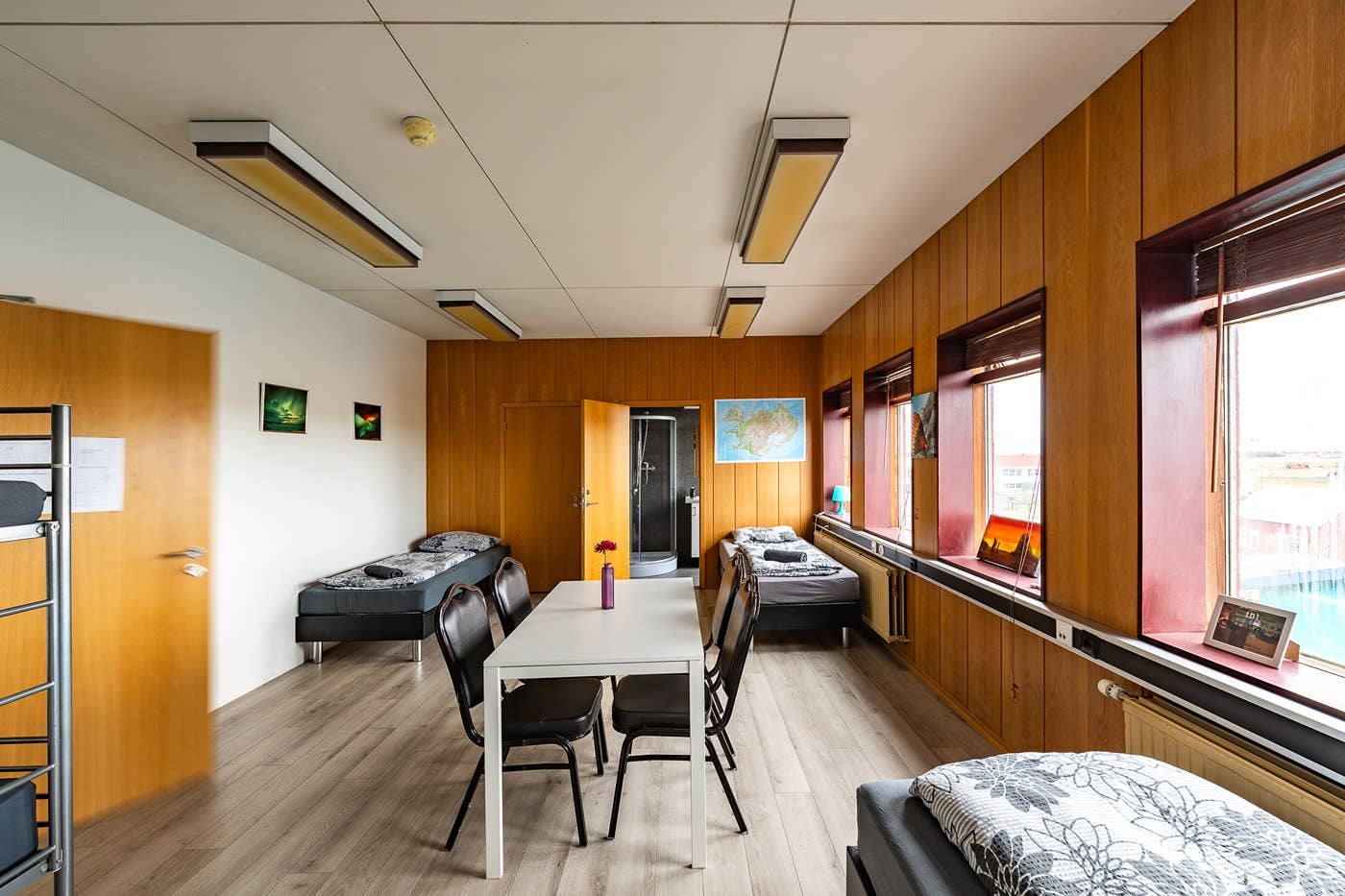 The bedrooms have large windows overlooking Stokkseyri.