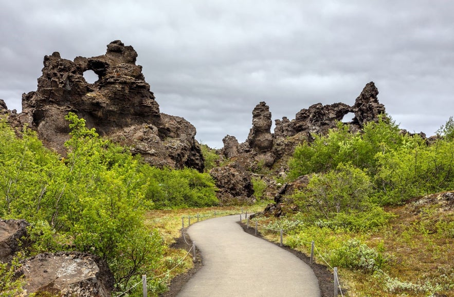 Dimmuborgir has fantastical lava formations in Iceland