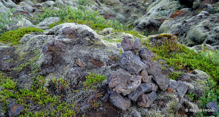 A tourist cairn in South-Iceland