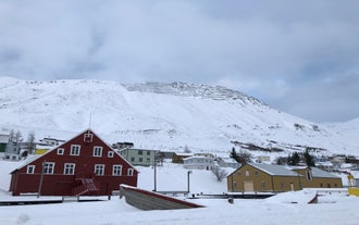 A town in North Iceland looks magical under a blanket of snow.