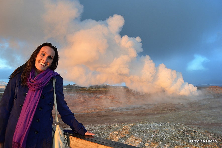 Regína by Gunnuhver Mud Pool in Reykjanes in SW-Iceland