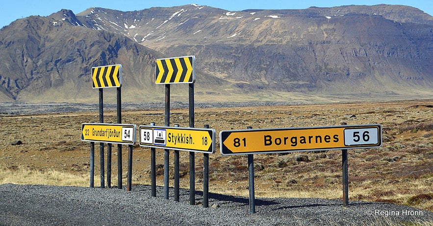 Road signs on the Snæfellsnes peninsula