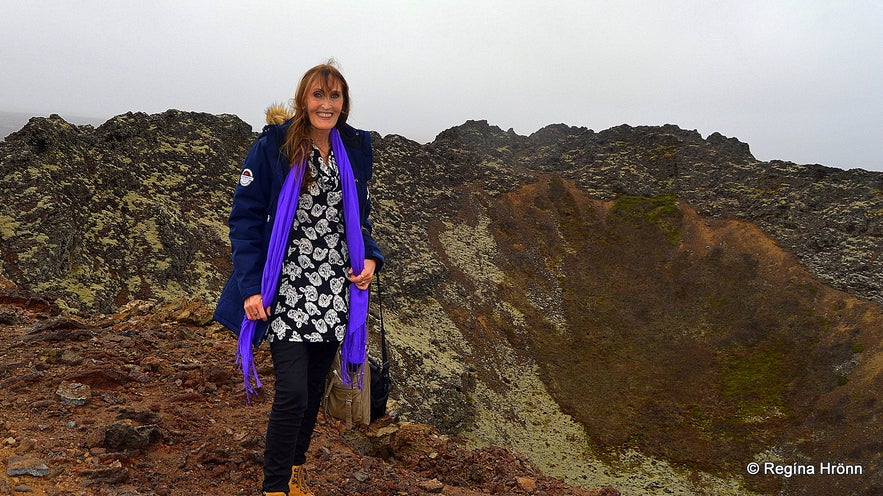 Regína On top of Eldborg crater