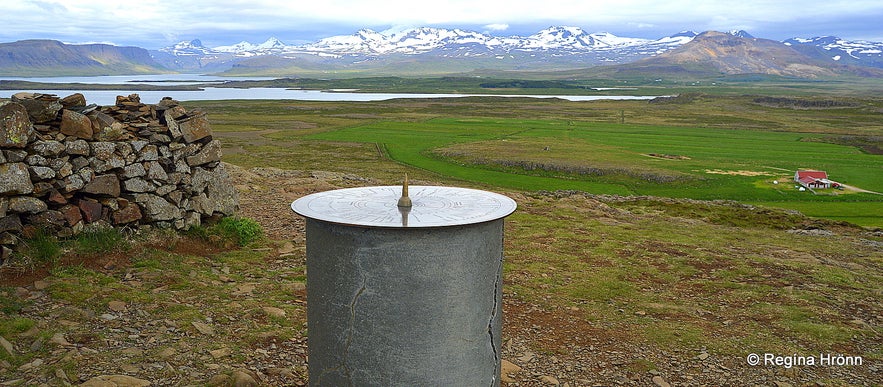 The view-dial on top of Mt. Helgafell Snæfellsnes