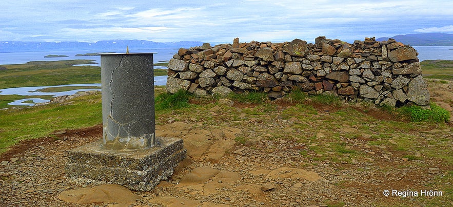 The view-dial on top of Mt. Helgafell, Snæfellsnes