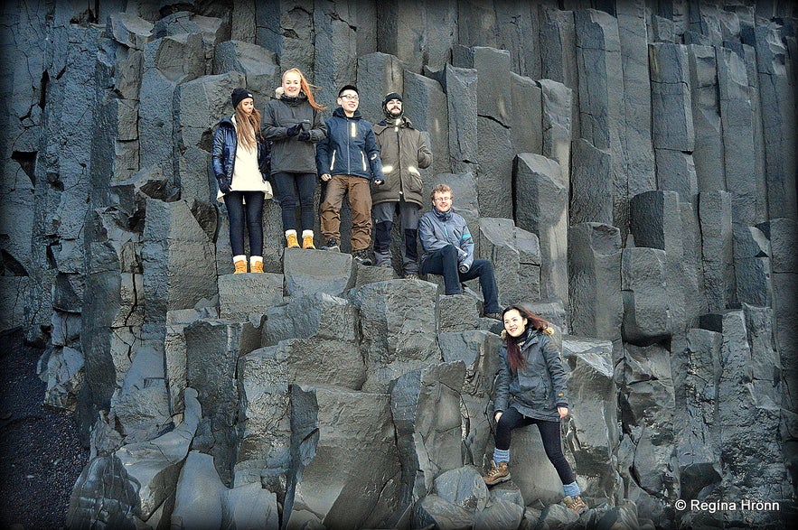 The staff at Guide to Iceland visiting Reynisfjara beach