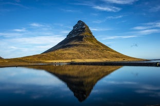 Mount Kirkjufell in the summer months