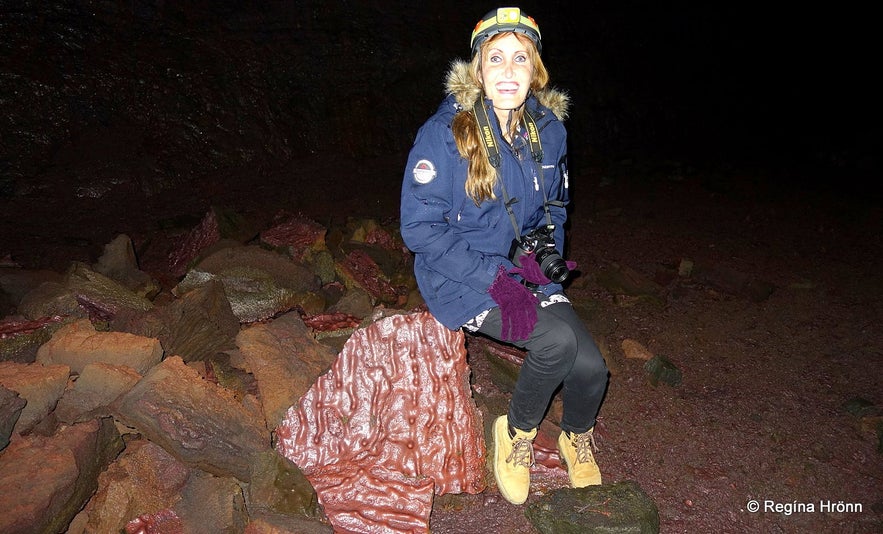 Regína inside Víðgelmir lava cave