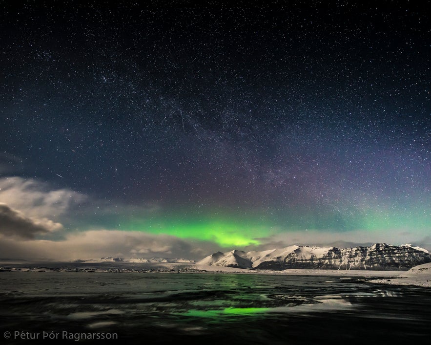 Northern Lights over Vatnajökull glacier near Skaftafell National Reserve