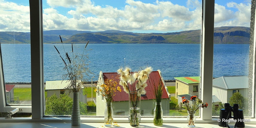 The view of Patreksfjörður from the window of Hotel Ráðagerði