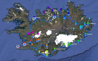 Une carte de votre voyage de 10 jours en voiture autour de l'Islande.